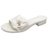 Modedesigner Kamelienblumen Hausschuhe Damen 2025 Sandalen Sommer Freizeit Schuhe Damen Ins Niedrige Absätze Metall Kamelie Floral Pantoletten Mujer