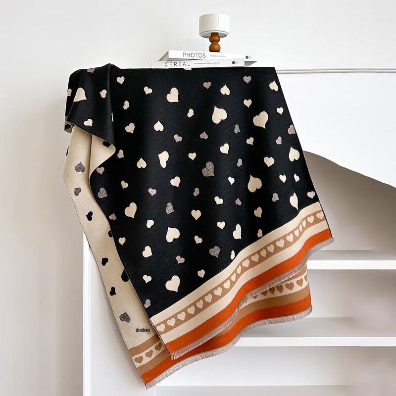 Cute Korean Style Double-Sided Heart Pattern Scarf