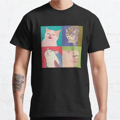 100% Cotton Summer Men T Shirts Four Meme Cats of The Apocalypse Printed Casual Top Tees