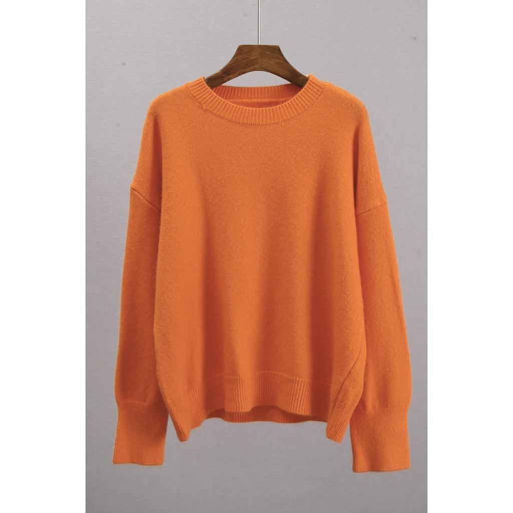 Einfarbiger Rundhals-Pullover für Damen | Weiches Strickoberteil | Lässige lockere Passform