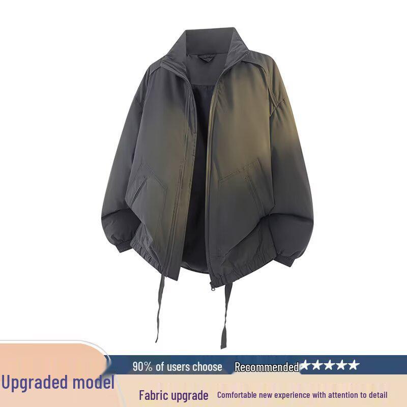 

Men s Winter Padded Retro Pilot Jacket - Trendy Cotton Stand Collar Outerwear L темно-сірий