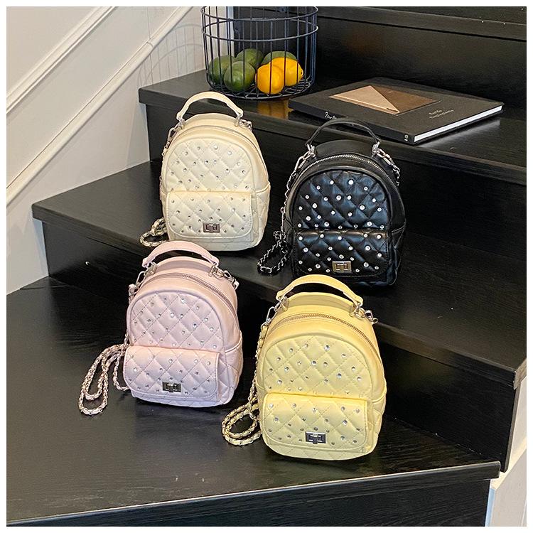 Rhombus Backpack Large-capacity Bag Women's Summer 2025 New Simple High-end Backpack Fashionable Versatile Schoolbag