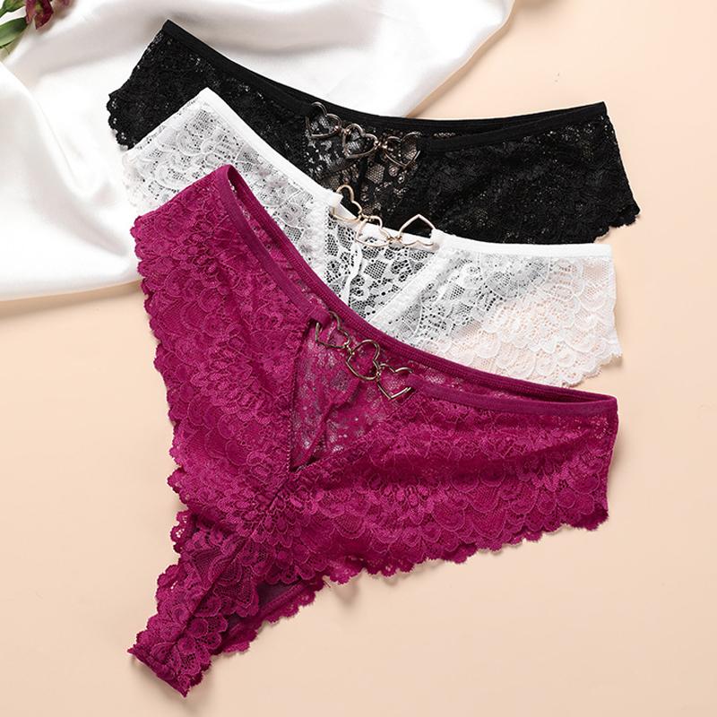 TERMEZY 2 stk/lott Dame Sexy Blonderundertøy Fristelse Truser med lav midje Broderi String Gjennomsiktig Uthult Undertøy G String for kvinner