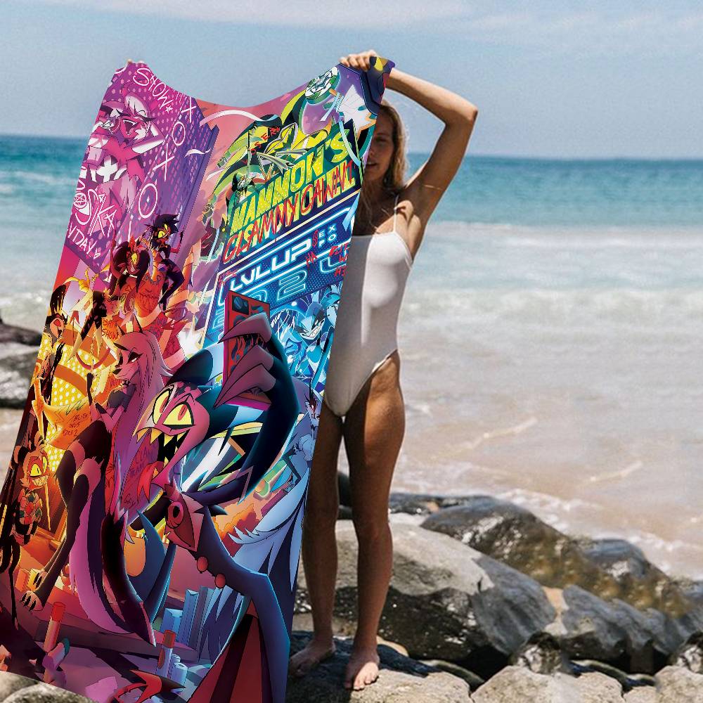 

Aniem Cartoon H-Helluvas B-Boss Anime Beach Swimming Towel Soft Absorbent Washcloth Children s Gifts For Kids Travel Camping W40*H60(CM)