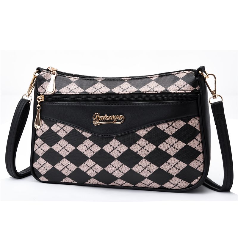 

Женская сумка большой вместимости с несколькими отделениями на молнии, сумка кросс-боди, изысканная, стильная и универсальная наплечная сумка, стильная сумка для мамы 6609 Brown lattice