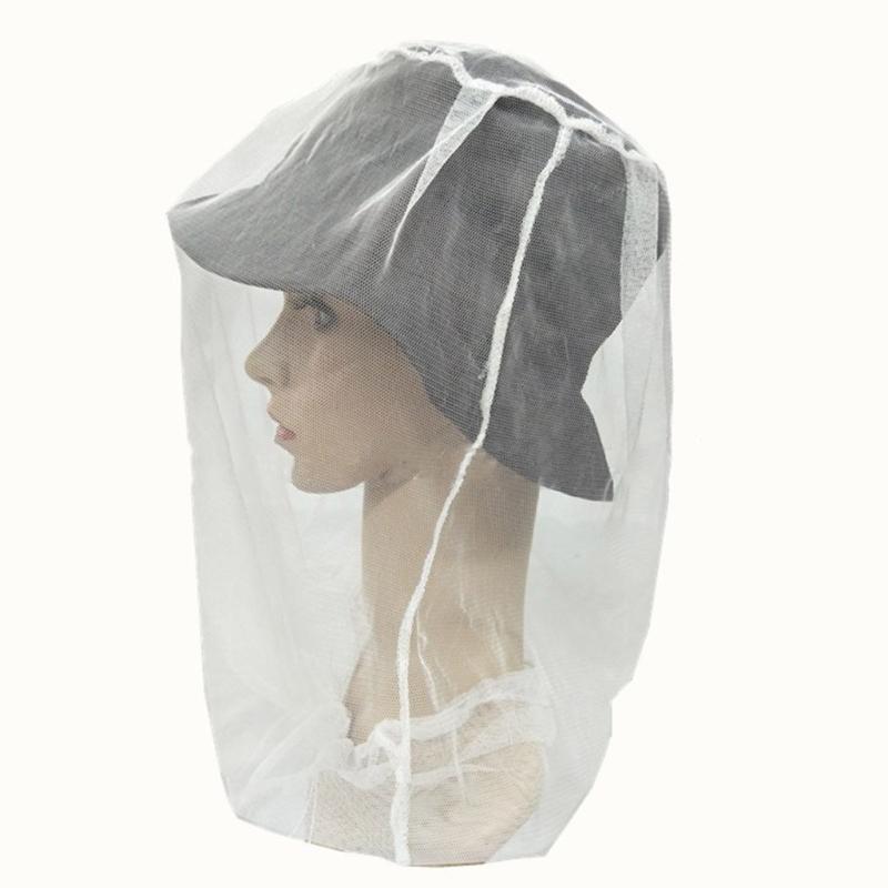 Mosquito Head Net Fine Mesh Insect Netting Head Net Hat Anti-Mosquitos Fishing Mesh Cap Camping Durable Protective Cover
