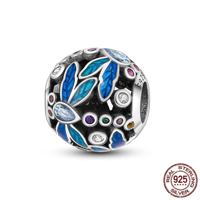 925 Sterling Silver Butterfly Ladybug Cactus Lucky Four Leaf Clover Dinglar Charm Pärlor Passar Charm Armband Original 925 Smycken