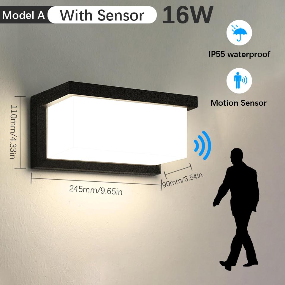 LED Wall Light Motion Sensor Indoor Outdoor AC85-265V ABS Waterproof Led Lights Home Appliance For Garden Living Room Decoration