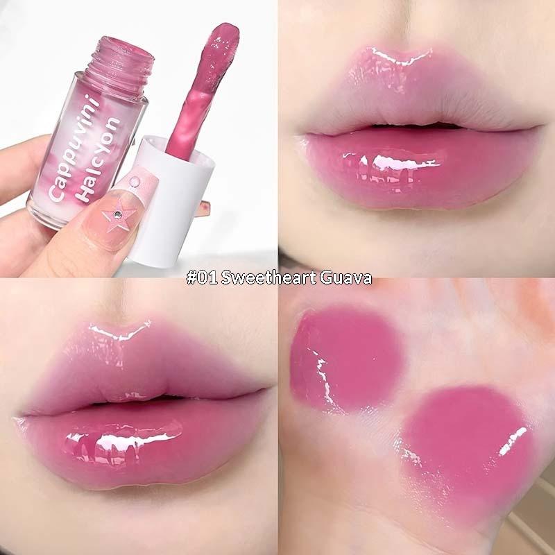 

Cappuvini 2-Color Water Light Lip Gloss Silky Smooth Texture Highly Coloring Long-Lasting Makeup Lip Glaze Pendant Lip Tint