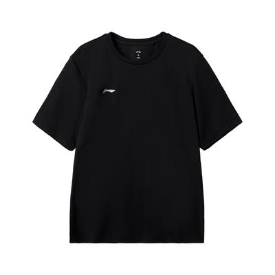 Fashionable Versatile Solid Color Logo Round Neck Pullover Short Sleeve T-Shirt Men Tops Black ATSW621-1