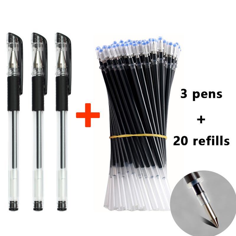 Ensemble de Stylos Gel 0,5 mm Noir Bleu Rouge Recharges Stylos à Bille Pointe Ogive Fournitures Scolaires et de Bureau Papeterie Accessoires Kawaii