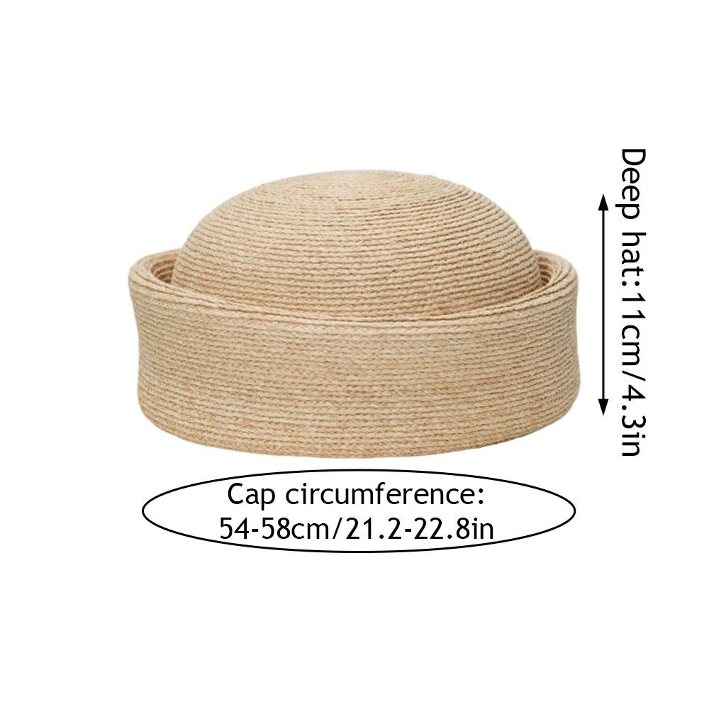 French Berets 100% Luxury Round Straw Hat Summer Fashion Flat Berets Hand Woven Natural Straw Sun Hats Japanese Retro Sailor Hat