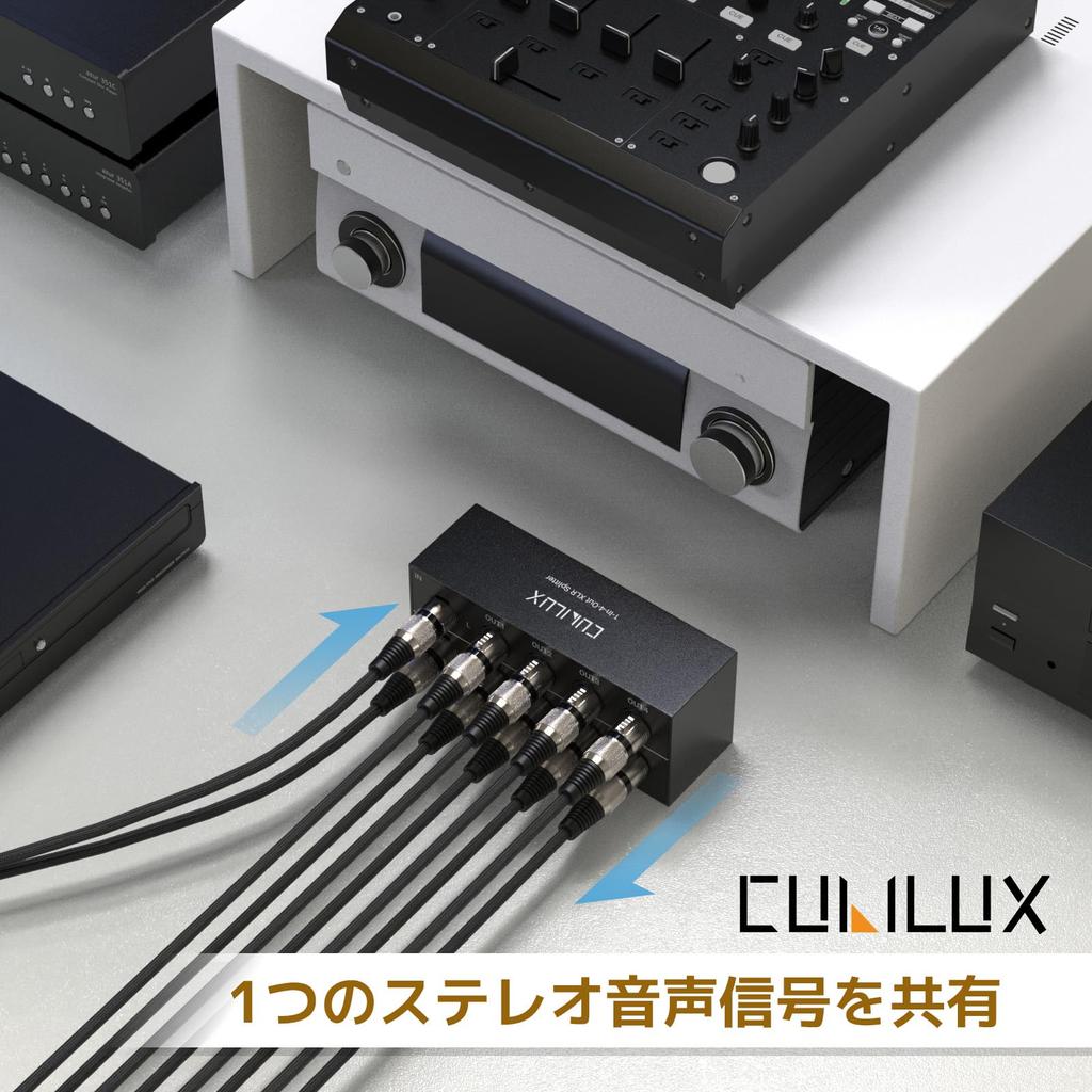Cubilux XLR Stereo Audio Passive 1 Input to 4 Outputs XLR Balanced Audio 1 In 4 Out 4 Channel Splitter Box 4-Way Splitter, (Female) (Male) Converter,