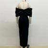 New Sexy Design Bandage Dress Neck Evening Dress with Diamonds Shoulder Slim Long Women's Clothing
