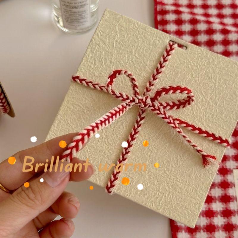 Vintage Red and White Contrasting Corrugated Hemp Rope Home Decoration Handmade Gift Packaging Technology DIY Packaging Gift