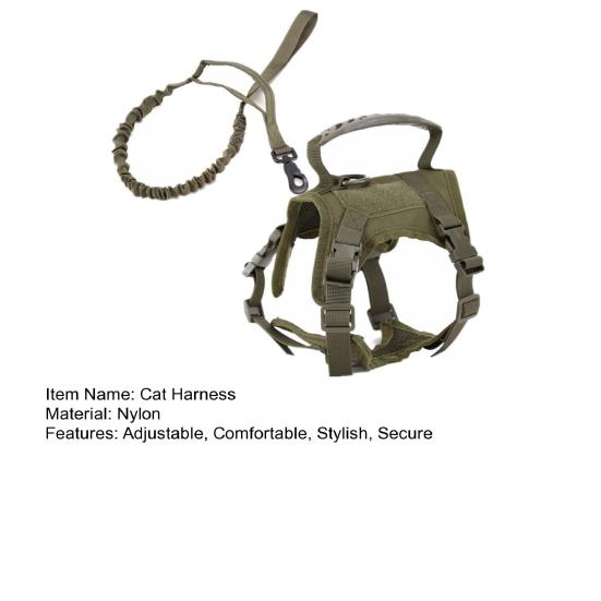 Tactical Cat Harness And Leash for Walking Escape Proof Adjustable Cat Vest with Rubber Handle And Patches for Cats Small Dogs