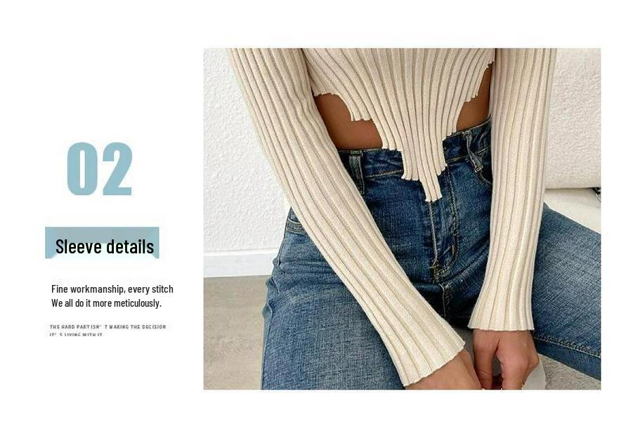 2025 New Style Women's Knitwear: Sexy Long Sleeve Short Sweater