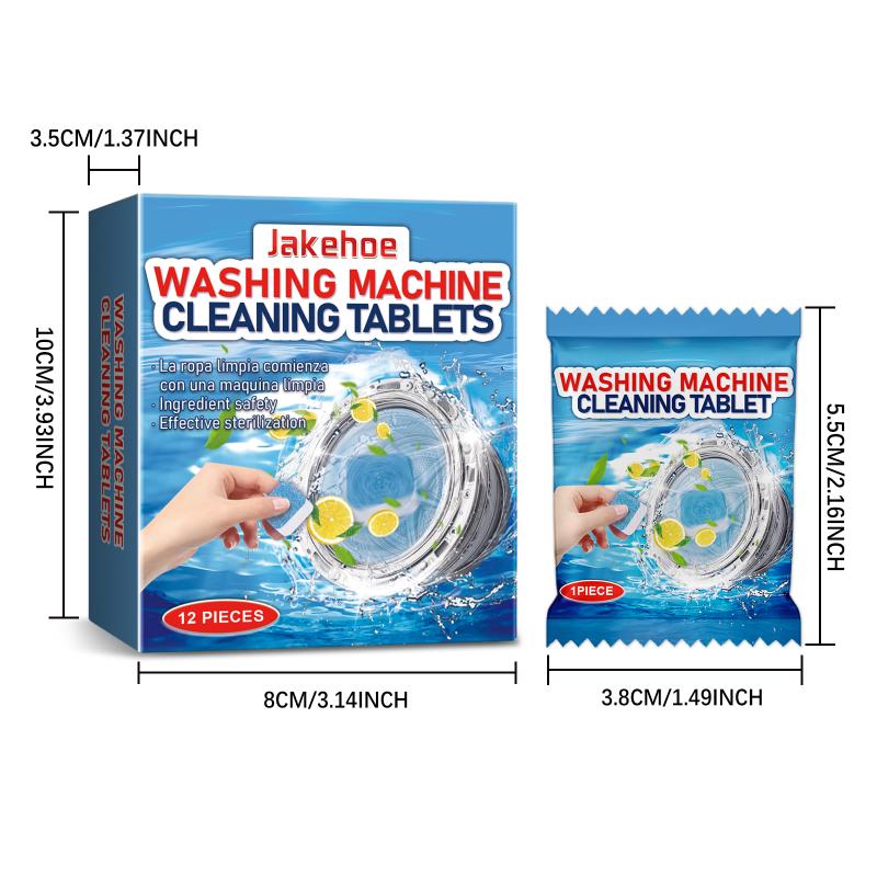 Washing Machine Effervescent Cleaning Tablets 12PCS Deep Laundry Cleaning Removes Odor for Front Load and Top Load Washers