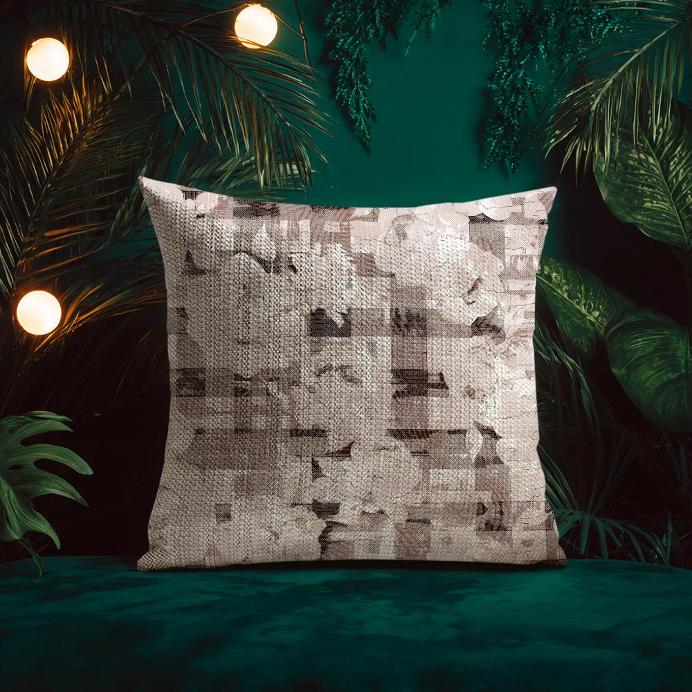 Retro Ink Prints Beautiful Cushion Cover Silky elegant Comfort Sofa Bed Invisible zipper Beach pillowcase
