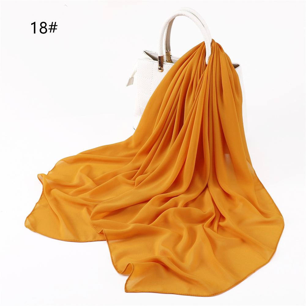 110*110CM Square Pearl Chiffon Hijabs Scarf Plain Solid Color Headwraps Muslim Women's Khimar Headscarf 45 Colors