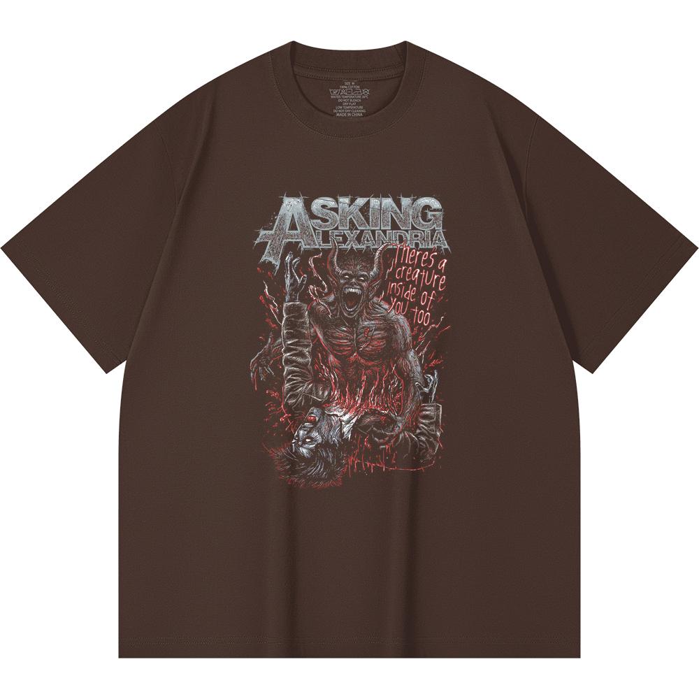 230 Gsm 100% Cotton Heavy Metal T-Shirt  Rock Band Popular Music Print Unisex Heavy Cotton T Shirt