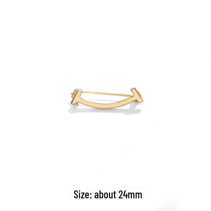 Smiley Face Pin - Elegant Anti-Exposure Shirt Collar Decor for Women