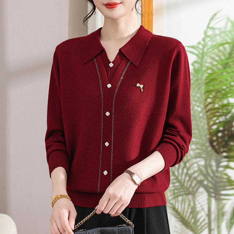 

Stylish Knitwear Tops for Middle-Aged and Elderly Women - Spring & Autumn Fashion XL червоний