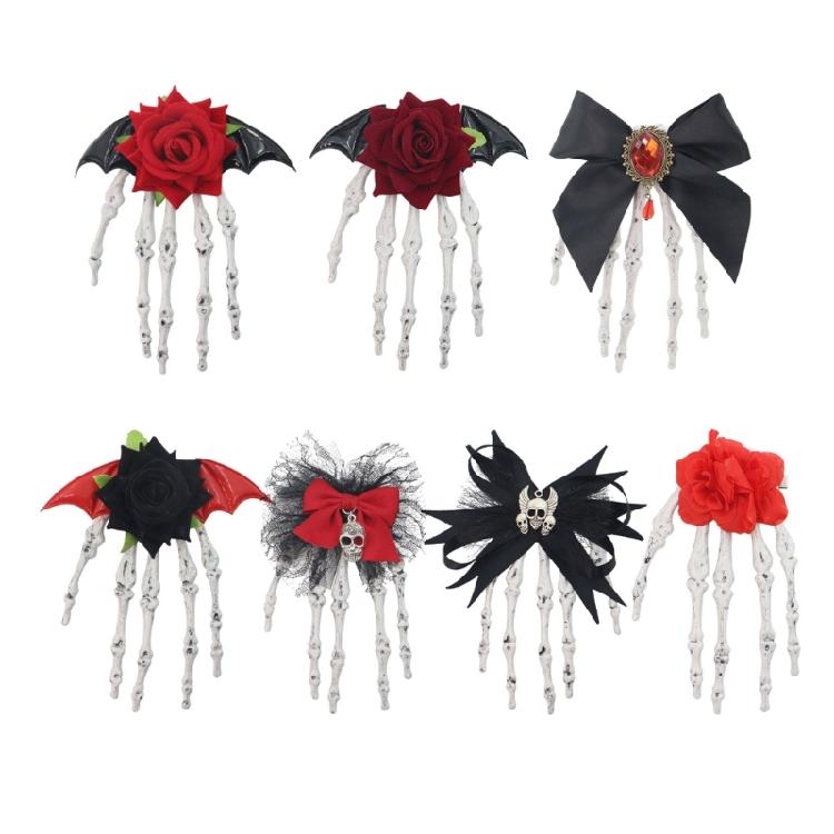 Festive Skull Hair Clip Secure Hold Design Comfortable Plastic Hairpin Ideal For Halloween Outfits And Cosplay Enthusiasts