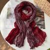 Lightweight Gradient Blue Scarf Women Vintage Floral Print Wrap Shawl Knitted Crochet Style 80x180cm Wear