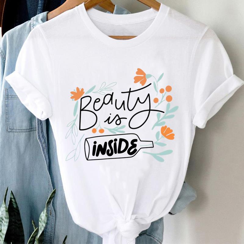 (Asian Size) Tee sweet letter cute Graphic T Shirt Fashion Women Clothing Casual Lady Female Top spring summer Printed Short Sleeve T-shirts