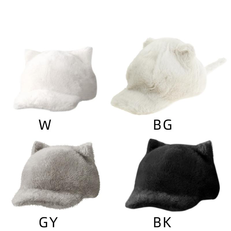 Women Baseball Hat Cartoon Kitten Ear Lovely Ear Fun Furry Hat for Idol Concert Shows Breathable Hat for Adults