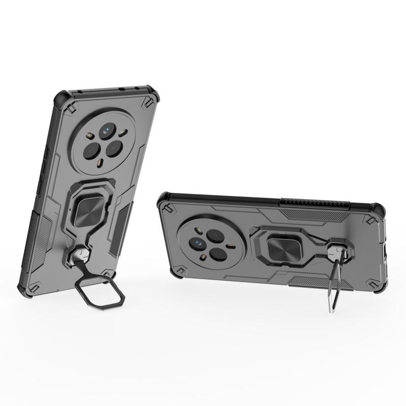 For Realme 14 Pro 5G Phone Case WANLONFENG PC TPU Back Cover Kickstand with Tempered Glass