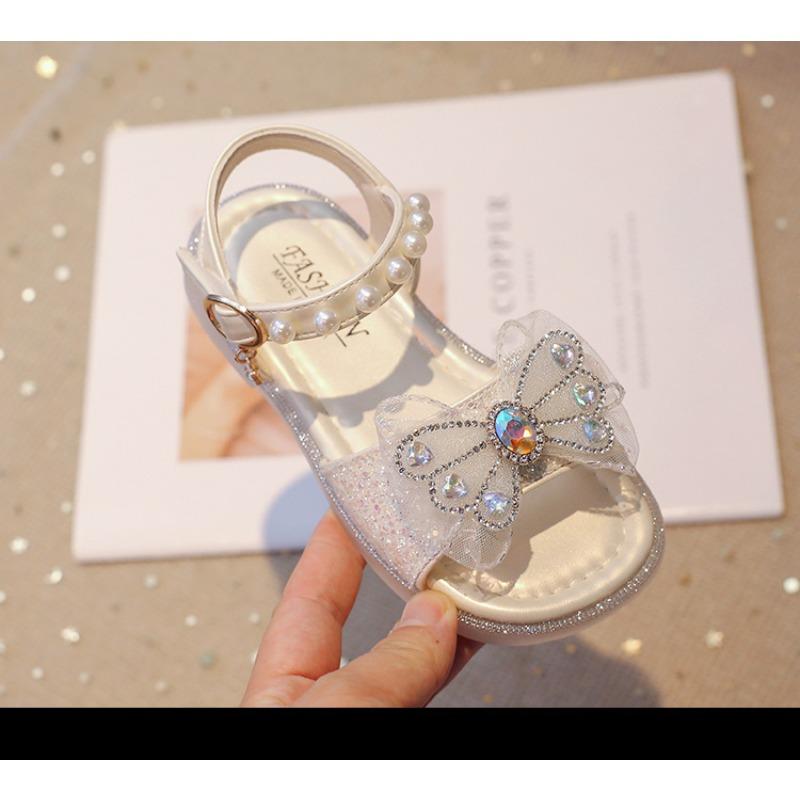 New bow diamond soft sole cute princess sandals for girls