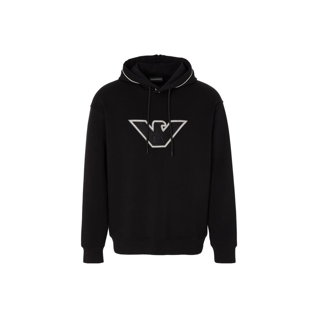 Emporio Armani logo-embroidered drawstring hoodie 6R1ME5-1JHSZ-00A2