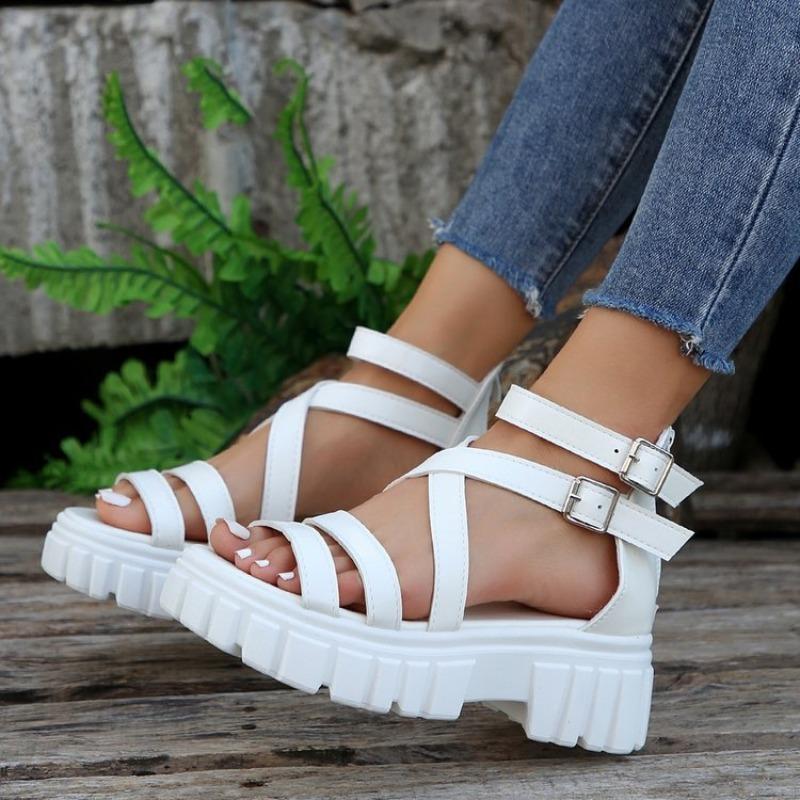 Women's Platform Sandals 2025Summer Roman Style Sandal Ankle Strap Casual Sandals for Women Open Toe Beach Shoes Sandalias Mujer