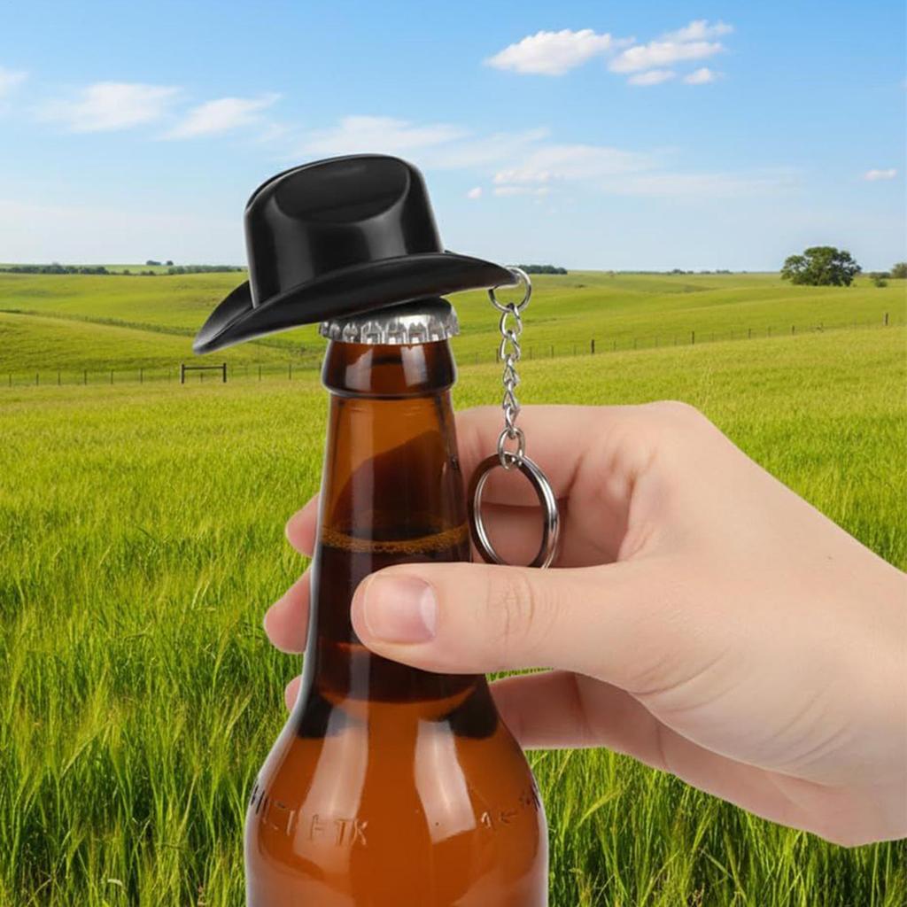 Cowboy Hat Style Bottle Opener Retro Western Ornament Cowboy Hat Shape Beer Opener Keychain For Tote Bag Backpack Car Keys