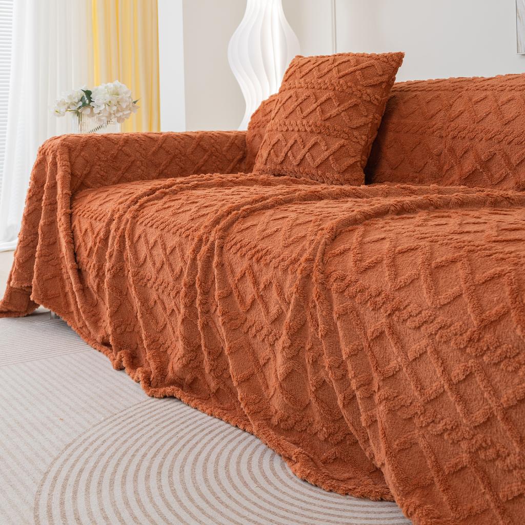 Kašmírová deka na pohovku ve tvaru diamantu Jednobarevná Zimní Zesílená Pletená S třásněmi Deka Kancelářská Dřímací Žakárová Přehoz na pohovku