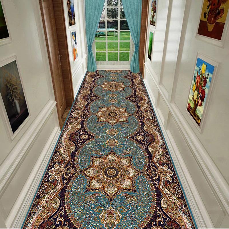 Persian Luxury Long Corridor Carpet Home Decor Bohemian Hallway Stairs Decor Hotel Aisle Runner Rug Anti Slip Kitchen Aisle Mat
