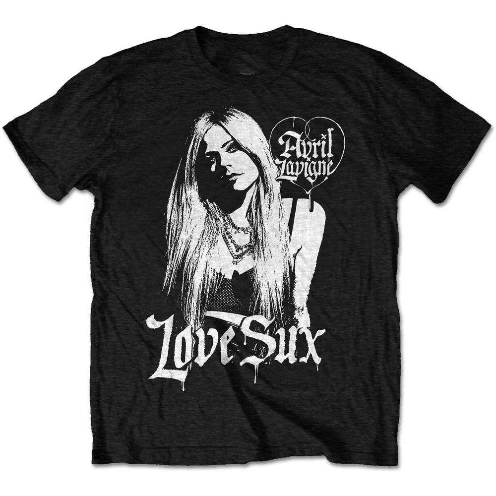 AVRIL LAVIGNE Футболка Love Sux с коротким рукавом Черная Унисекс Все размеры от S до 5XL bhd21 Унисекс Футболка M