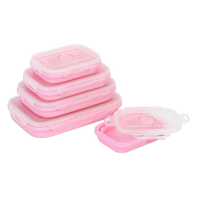 1200ML Silicone Foldable Lunch Box Collapsible Food Storage Container Bento BPA Free Microwavable Portable Picnic Rectangle Box