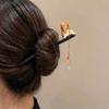 Chinese Style Cat Fishing Hair Stick Black Sandalwood Hanfu Hairpin Antique Wooden Hair Stick  Girl