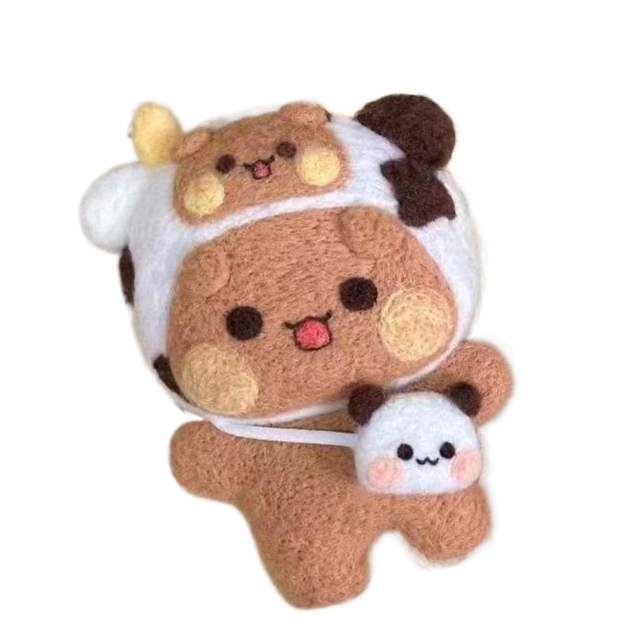 Bubu Dudu Wool Needle Felting Kit Non-finished Dolls DIY Felting Set Yier Panda Bear Handmade DIY Gift Animal Felt Crafts