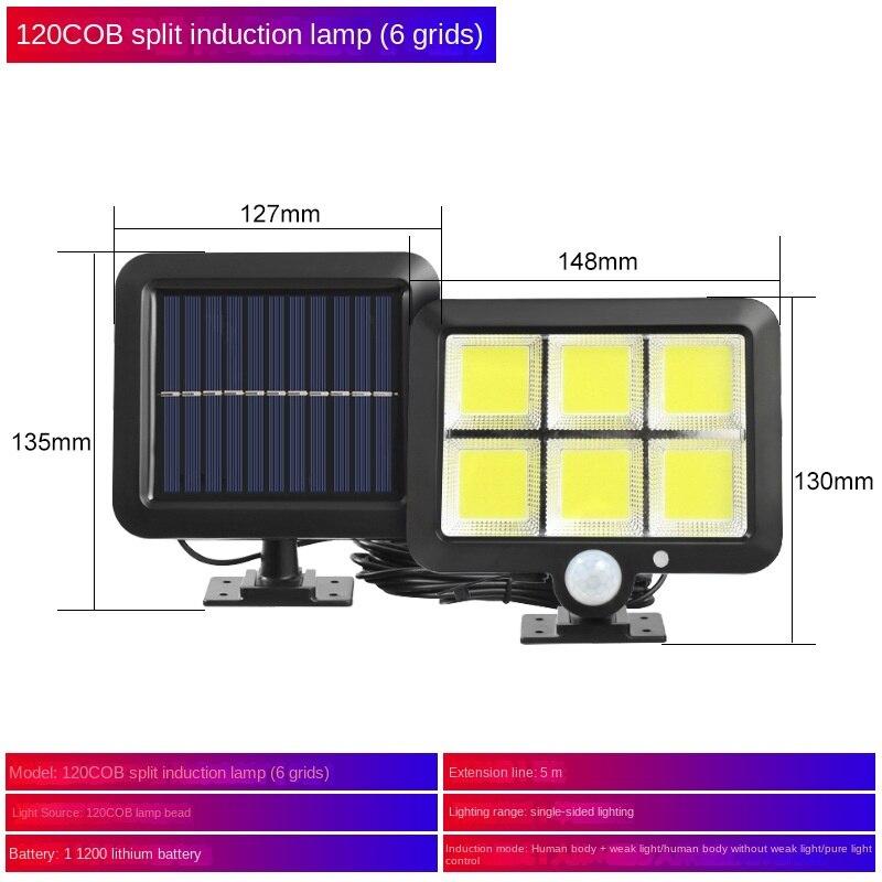 56LED Induction Wall Lamp Waterproof Split Solar 100COB Separated Human Body Induction Courtyard Lamp Garage Lamp