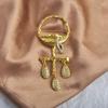 Retro Baroque Style Gold Eye Brooch Long Pearl Tassels Vintage Women Lapel Pin for Bridesmaid Dress Decor Nice Gift