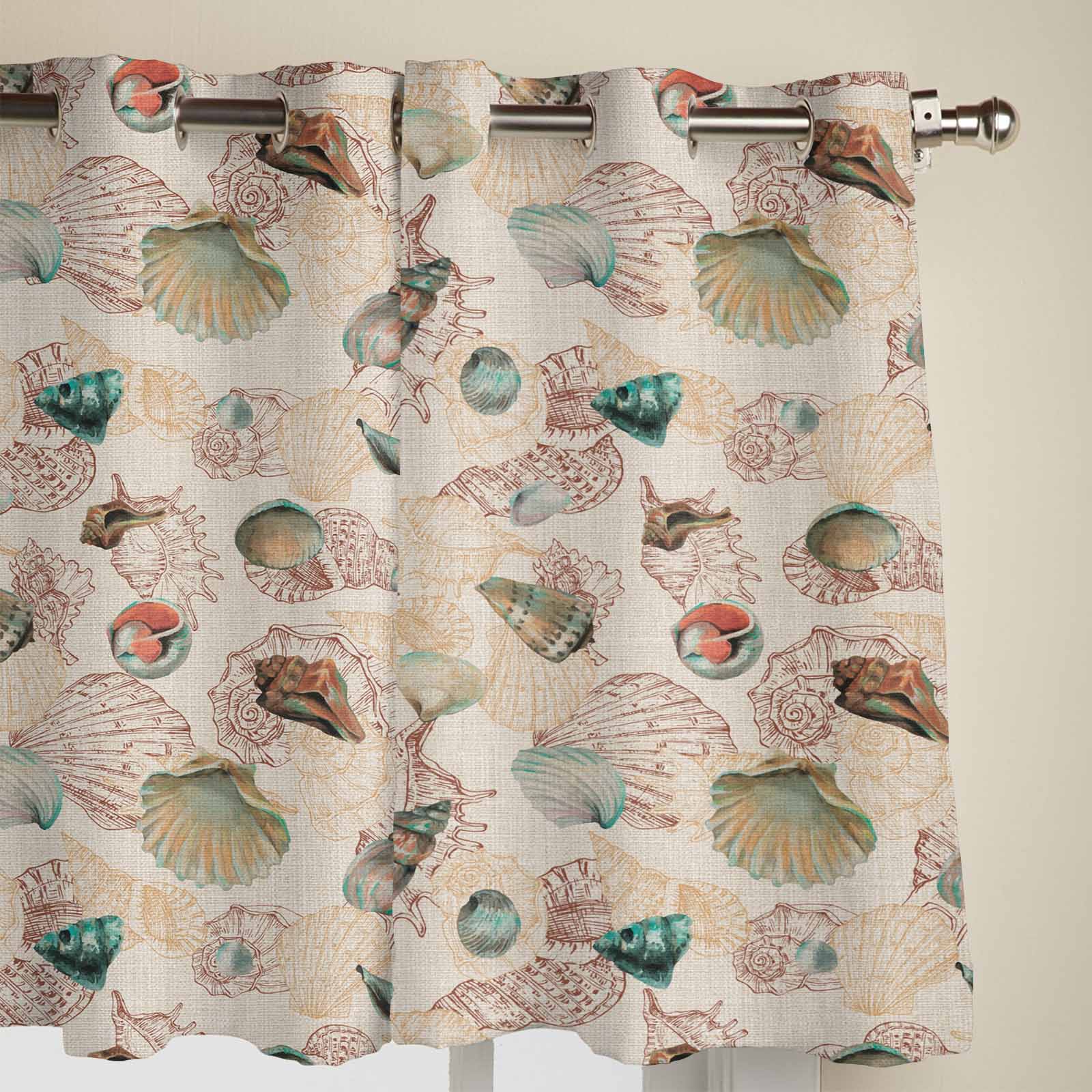 Летние шторы на окна в стиле ретро с ракушками для гостиной — фото 3