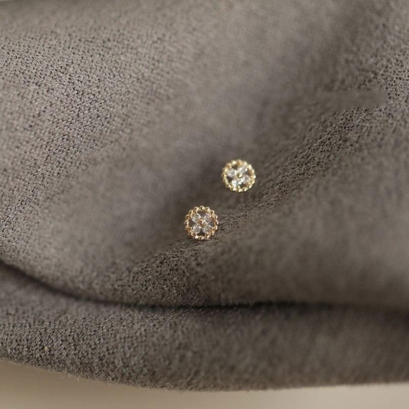 925 Sterling Silver Inlaid Zircon Disc Cross Flower Earrings For Women Exquisite Small Jewelry Gifts