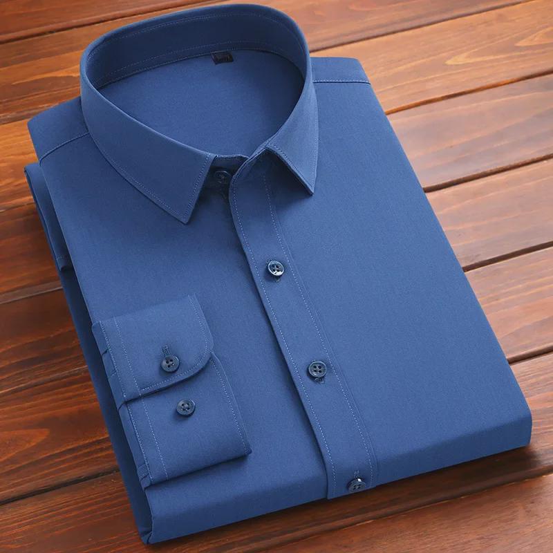 Bambu Elyafı Ütü Gerektirmeyen Erkek Slim Fit İş Gömleği - Uzun Kollu, Cepsiz, 2024 Sürümü