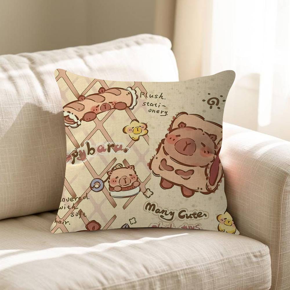 Cute Capybara Cushion Cover Pillowcase Upholstery Sofa Throw Pillow Home Decor Pillowcas
