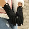 Women Autumn Winter Keep Warm Touch Screen Thin Solid Gloves Cycling Drive Suede Fabric Elegant Windproof Gloves for Ladies