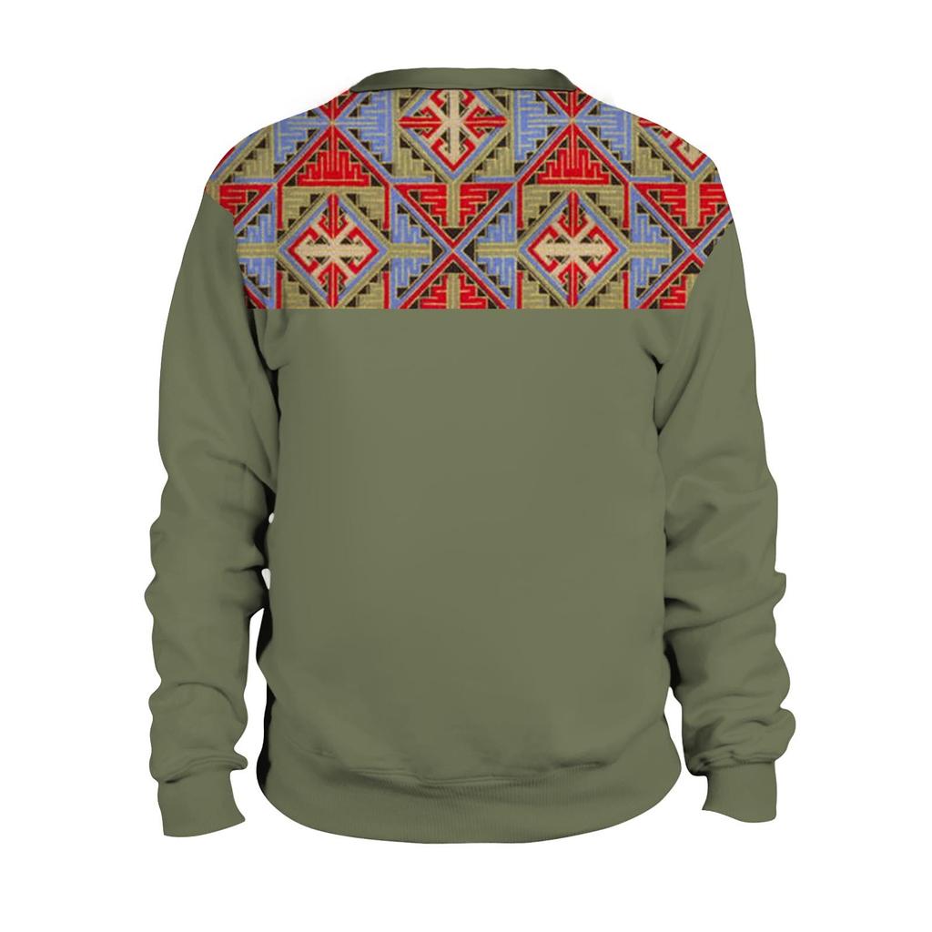 Pullover mit V-Ausschnitt für Herren, 3D-Digitaldruck, Stehkragen, 6 Knöpfe, Vintage-Kragen